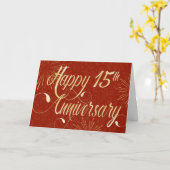 社員15周年記念 – 渦巻形の文字 – 赤 カード (黄色い花)