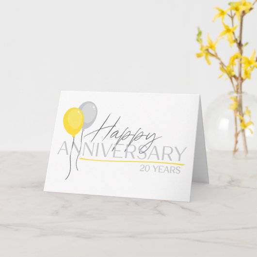 社員20周年記念フォントデュオと風船 カード (黄色い花)