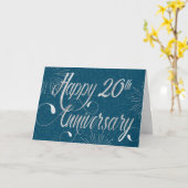 社員20周年記念 – 渦巻形の文字 – 青 カード (黄色い花)