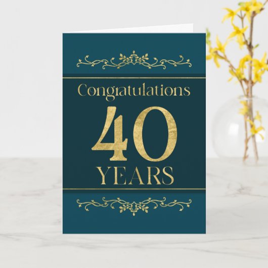 社員40周年スタイリッシュフォーマルエレガント カード (黄色い花)