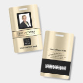 社員 バーコード ロゴ 名前 スキャン セピア ゴールド バッジ (正面＆裏面)