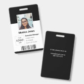 社員 ロゴ 写真 ID 黒 バッジ (正面＆裏面)