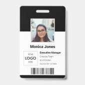 社員 ロゴ 写真 ID 黒 バッジ (正面)