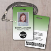 社員 – 写真、バーコード、ロゴ、名前グラデーション バッジ