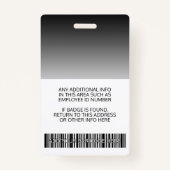 社員 – 写真、バーコード、ロゴ、名前グラデーション バッジ (裏面)