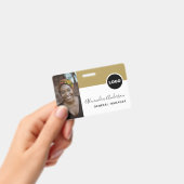 社員 ID 写真 ロゴ QR コード ゴールド ブラック バッジ (手持ち)