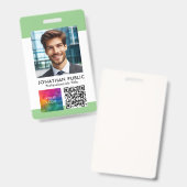 社員IDカードQRコードビジネスロゴ名札 バッジ (正面＆裏面)