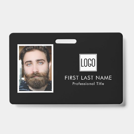 社員IDバッジ - 写真、ロゴ、役職 バッジ (正面)