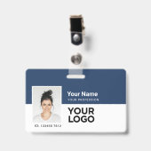 社員ID カンパニー フォト バーコードまたはQRコード ロゴ 名前 バッジ (クリップ付き表面)