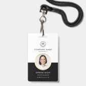社員ID 会社ID 写真ID ゴールド サークル ブラック バッジ (正面（ネックストラップ付）)