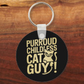 社長の投票に投票したPurroud子供のない猫の男 キーホルダー (正面)