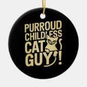 社長の投票に投票したPurroud子供のない猫の男 セラミックオーナメント (正面)