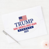 社長ドナルド・トランプ2024バンパーステッカー 楕円形シール (封筒)