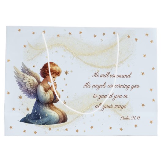 祈の天使と詩編91:11抱き枕 ラージペーパーバッグ (裏面)