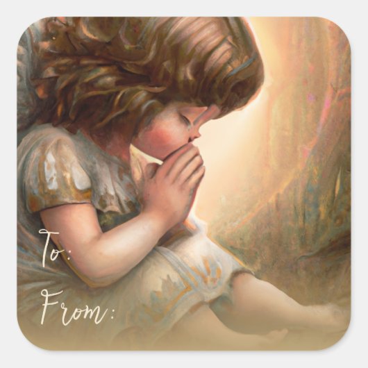 祈の小さな女の子エンジェルラディアントライトハロー スクエアシール (正面)