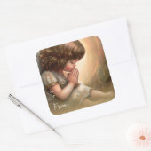 祈の小さな女の子エンジェルラディアントライトハロー スクエアシール (封筒)