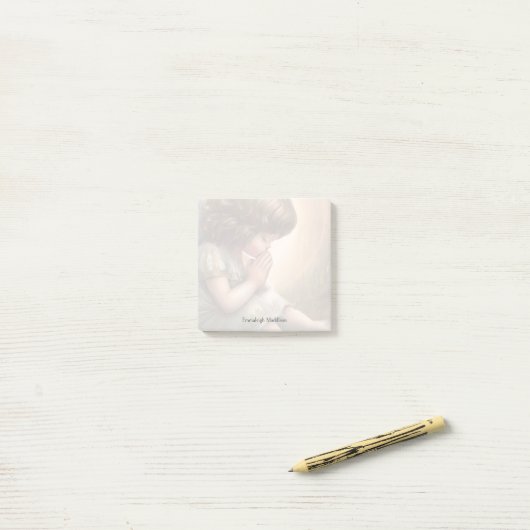 祈の小さな女の子エンジェルラディアントライトハロー ポストイット (デスク上)