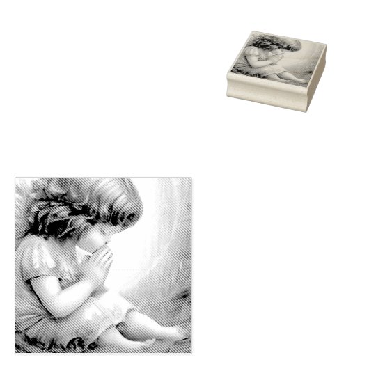 祈の小さな女の子エンジェルラディアントライトハロー ラバースタンプ (押印)