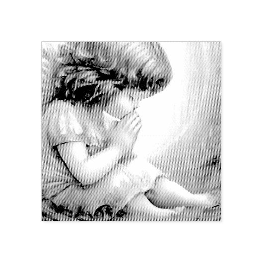 祈の小さな女の子エンジェルラディアントライトハロー ラバースタンプ (インプリント)