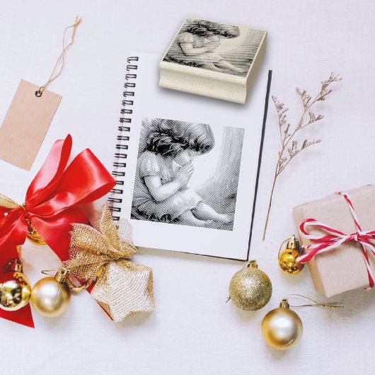 祈の小さな女の子エンジェルラディアントライトハロー ラバースタンプ