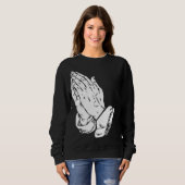 祈の手 – キリスト教のクール信仰イエス スウェットシャツ (正面フル)