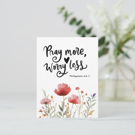 祈もっと心配の無い感動的引用文聖書 ポストカード (スタンド正面)
