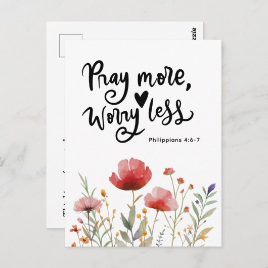 祈もっと心配の無い感動的引用文聖書 ポストカード (正面/裏面)