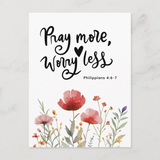 祈もっと心配の無い感動的引用文聖書 ポストカード (正面)