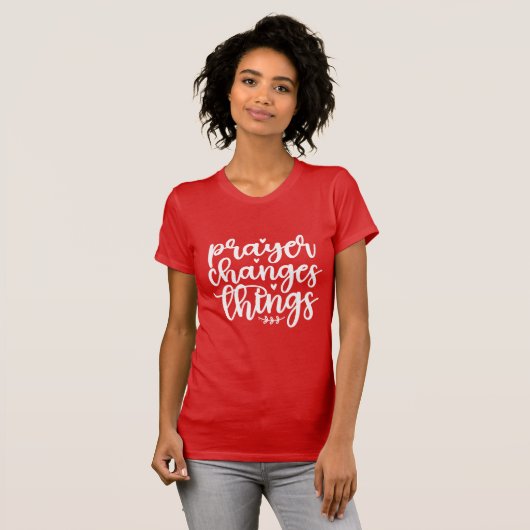 祈りがすべてを変える キリスト教の励まし信仰 Tシャツ (正面フル)