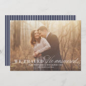 祈りが叶った妊娠発表の写真カード 案内状 (正面/裏面)