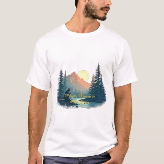 祈りと賛美と松の木 Tシャツ (正面)