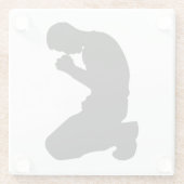 祈りの中でひざまずく男 ガラスコースター (裏面)
