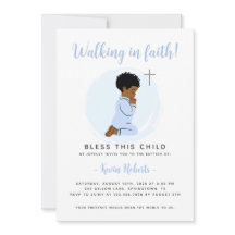 祈りの少年 洗礼招待状 – 青