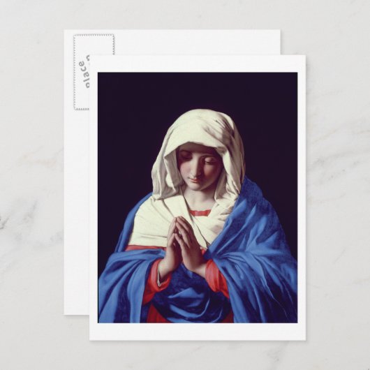 祈りの聖母、1640-50（キャンバス上の油彩） ポストカード (正面/裏面)