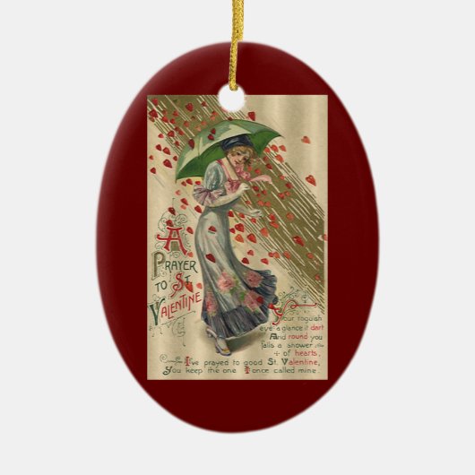 祈りの言葉からサンバレンタインデーヴィンテージレビクトリアンディ セラミックオーナメント (正面)