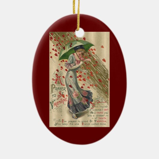 祈りの言葉からサンバレンタインデーヴィンテージレビクトリアンディ セラミックオーナメント (裏面)