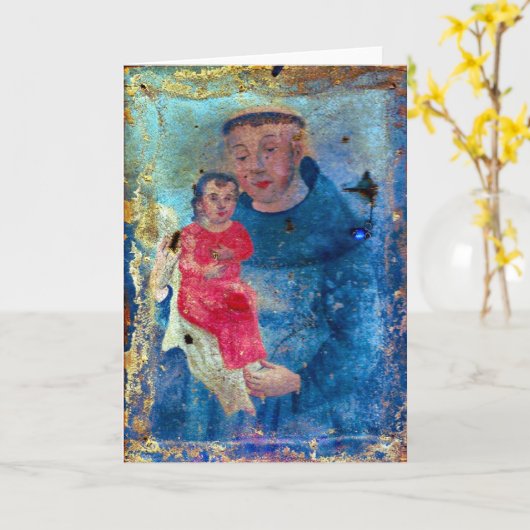 祈りの言葉が付いているセントアンソニーの挨拶状 カード (黄色い花)