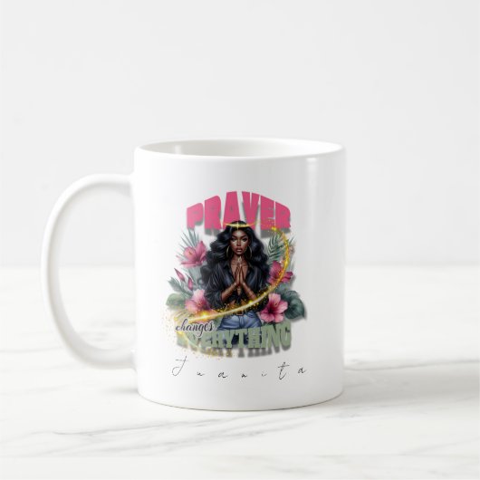 祈りの言葉が全てを変更感動的 コーヒーマグカップ (左)