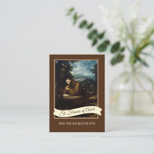 祈りの言葉とアシシの聖フランシスペッツ·ホリーカード 名刺 (スタンド正面)