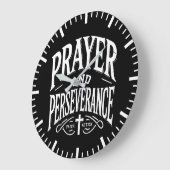 祈りの言葉と忍耐 – 信仰、喧騒、成功 ラージ壁時計 (傾斜)