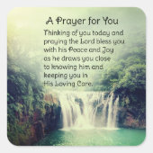 祈りの言葉のためにあなた美しい自然の滝 スクエアシール (正面)