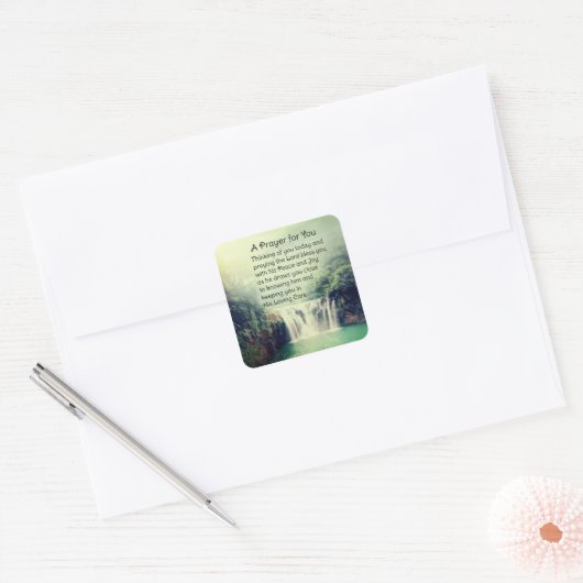 祈りの言葉のためにあなた美しい自然の滝 スクエアシール (封筒)
