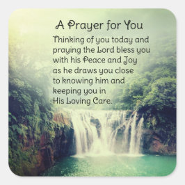 祈りの言葉のためにあなた美しい自然の滝 スクエアシール