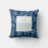 祈りの言葉のためのジョイピースギフト聖なる書物、 経典ブルーフローラ クッション (正面)