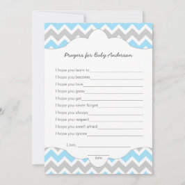 祈りの言葉のためのベビー，男の子のシャワー願いゲーム アドバイスカード