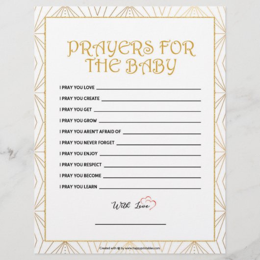 祈りの言葉のベビー[ゴールデンライン] レターヘッド (正面)