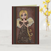 祈りの言葉の天使-天使の挨拶状 カード (黄色い花)