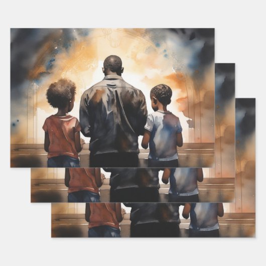 祈りの言葉の強さ – 家族の忠実な瞬間 ラッピングペーパーシート (セット)