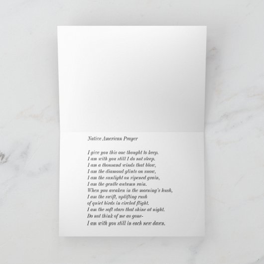 祈りの言葉の悔やみや弔慰カードを持つスイレン カード (内部)