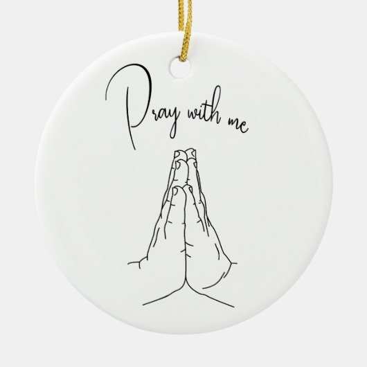 祈りの言葉の手祈と一緒に セラミックオーナメント (正面)